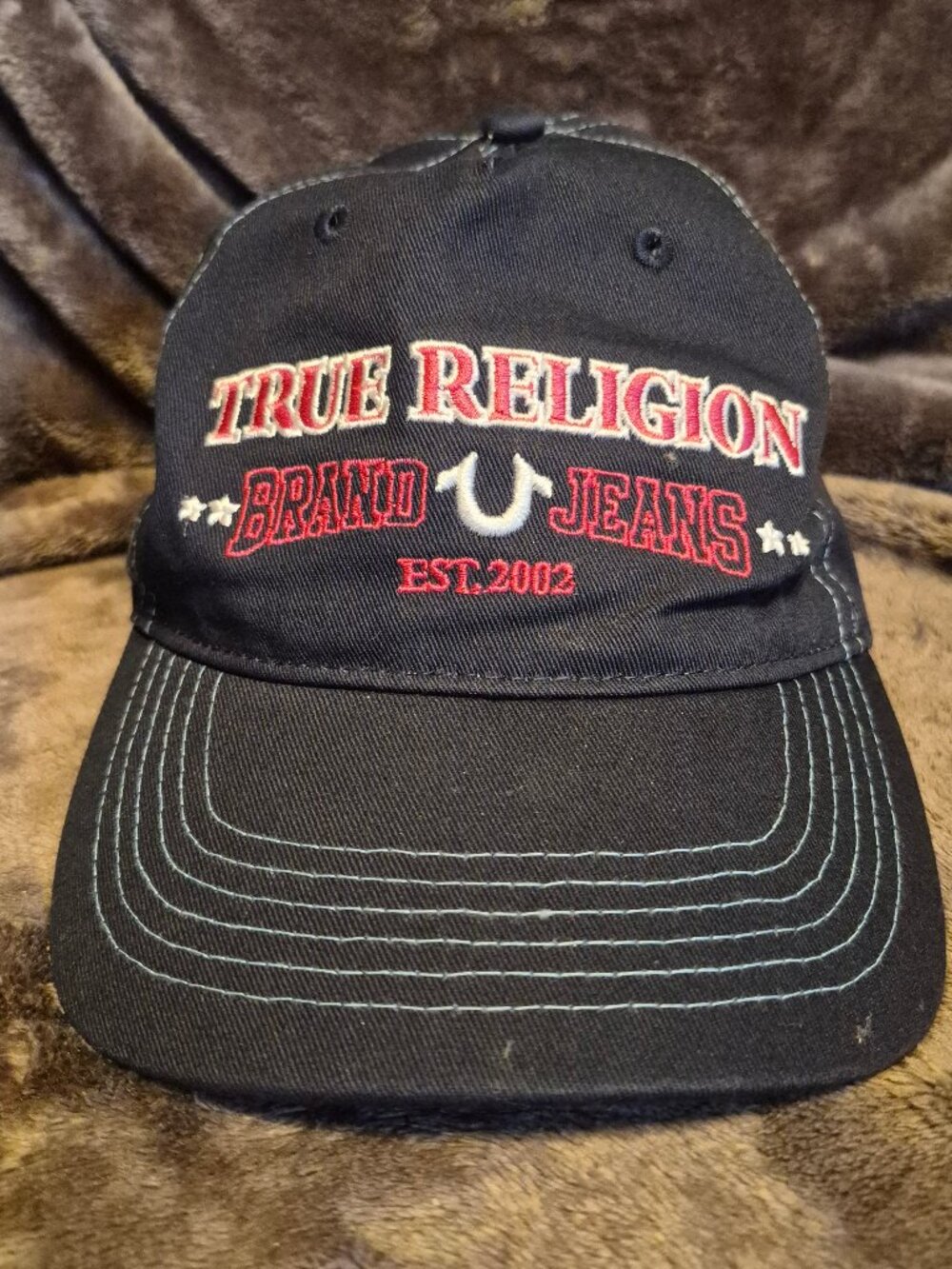 True Religion Brand Jeans Hat Cap Trucker Womens One Size Strapback Blue